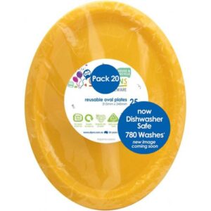 Large Oval Plate Yellow 20pk 315mm x 245mm