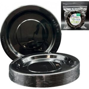 Snack Plate Black 20pk 180mm
