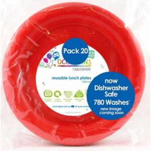 Snack Plate Red 20pk 180mm