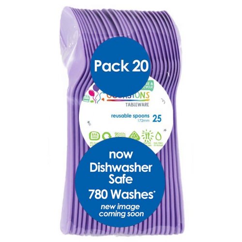Lilac Heavy Duty Spoons 20pk 170mm