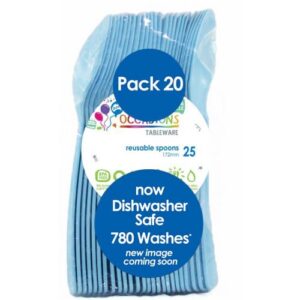 Light Blue Heavy Duty Spoons 20pk 170mm
