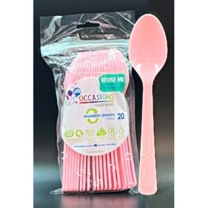 Light Pink Heavy Duty Spoons 20pk 170mm
