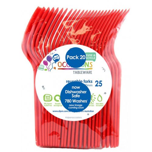 Red Heavy Duty Forks 20pk 190mm