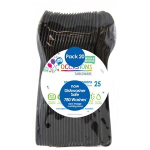 Black Heavy Duty Spoons 20pk 170mm