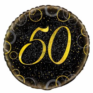 50th Birthday Black&Gold Foil Balloon 18″